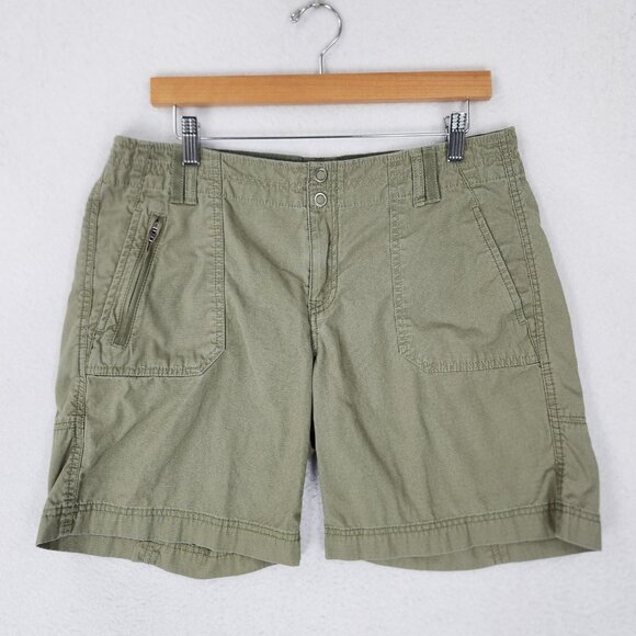Eddie Bauer Shorts Womens 10 Green Blakely Fit Ripstop Utility Zip Pocket Hiking - Picture 1 of 12